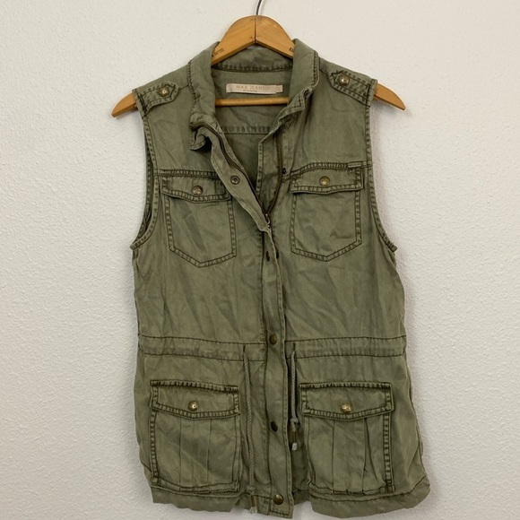 Max Jeans Olive Green Utility Vest size Small - Picture 1 of 7